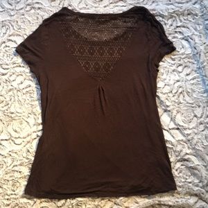 Lace back brown rayon tee